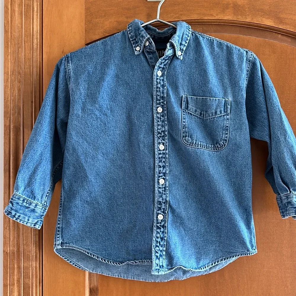 Gap Kids Boys denim Button Down Shirt Size Medium